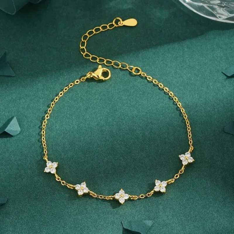 925 Sterling Silver Flower for Women Cute Trendy Adjustable Link Chain Dainty Design Jewelry Gifts H260321 - view 6