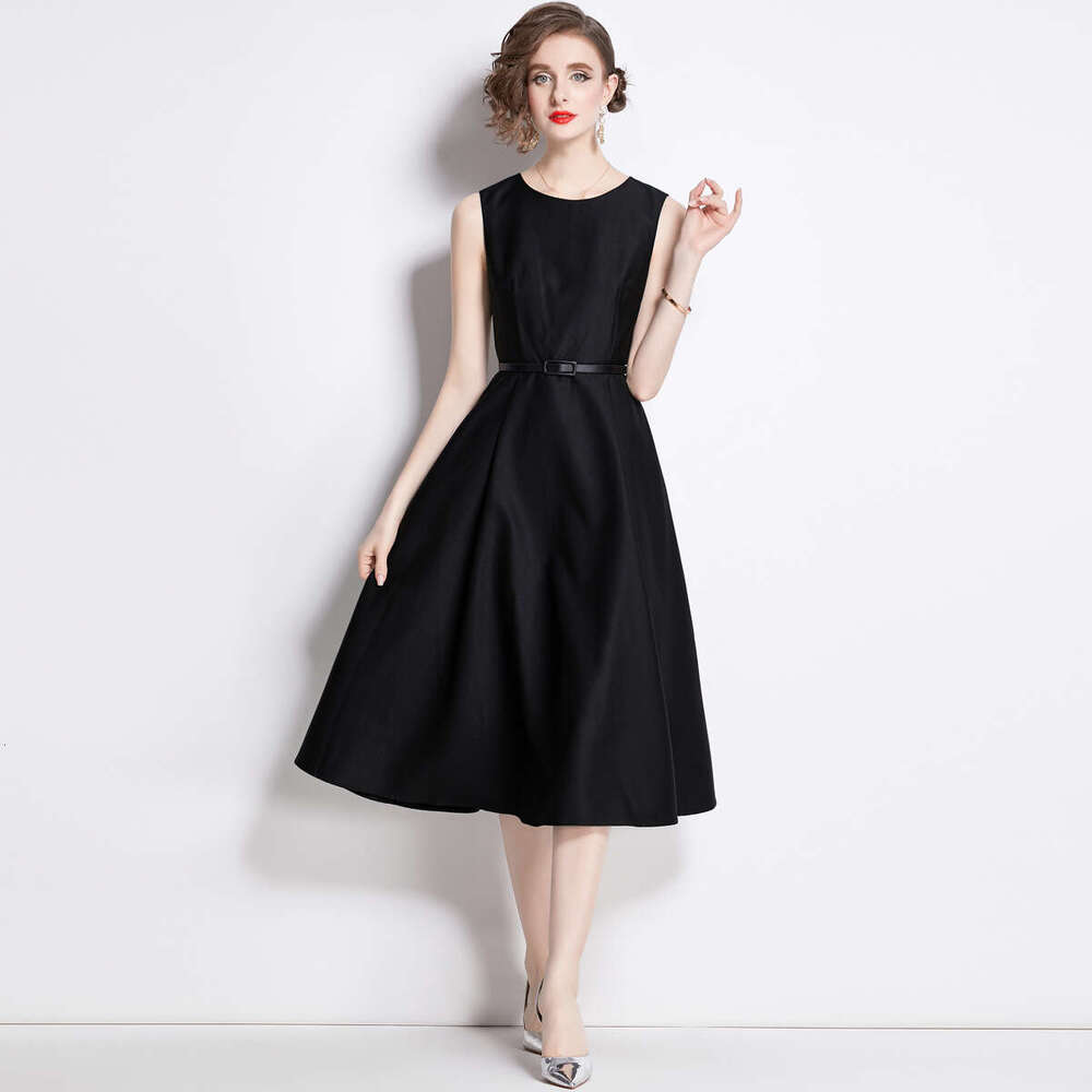 Summer new A14 designer French elegant mature waist cinching slim fit fashionable long sleeved dress