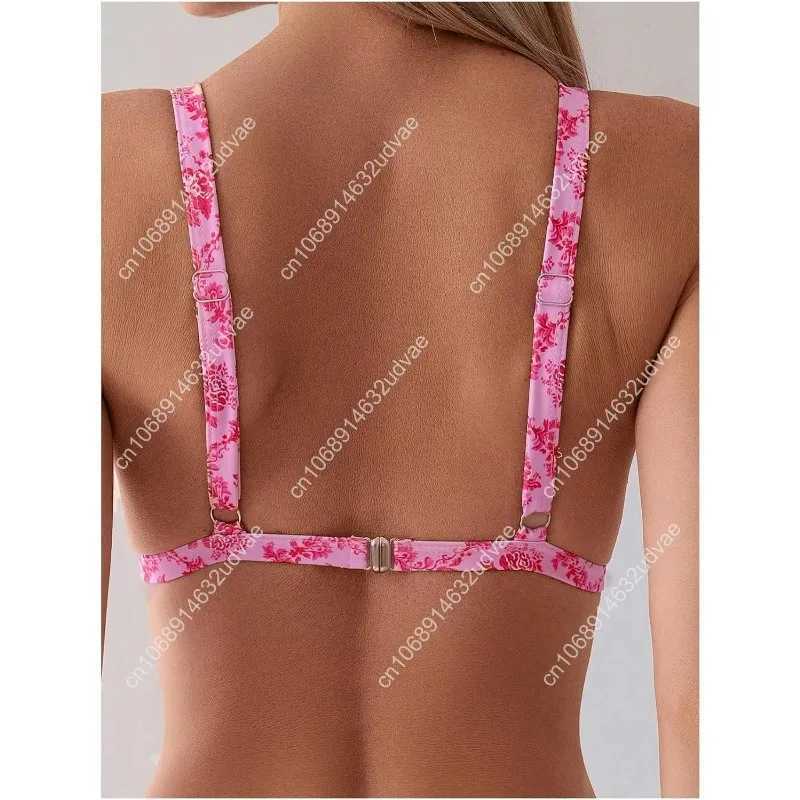 ZAFUL Womens 2 Piece Floral Print Swimsuit Triangle String High Cut Bikini Sets Bathing Suit M260321