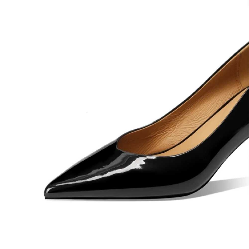 JOCHEBED HUNew Handmade Genuine Leather Pointed Toe Thick High Heels Grace Wedding Mature Slip on Comfortable Shoes 33-43 C260321