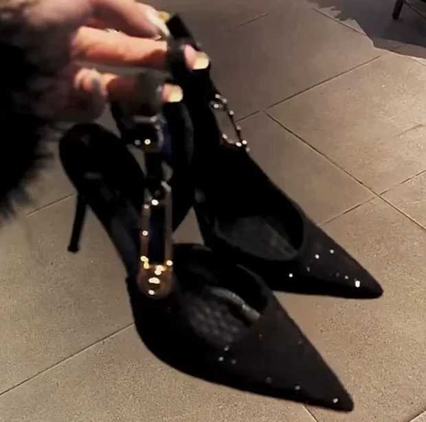 Pointed sexy high heels women new sandals summer shoes 2025 designer party shoes high heel slingback slippers stilettos C260321