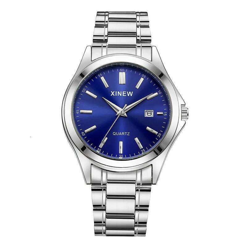 Montre Homme Men XINEW Brand Watches Silver Boys Fashion Casual Stainless Steel Band Date Quartz Watch Relogios Masculinos 2025