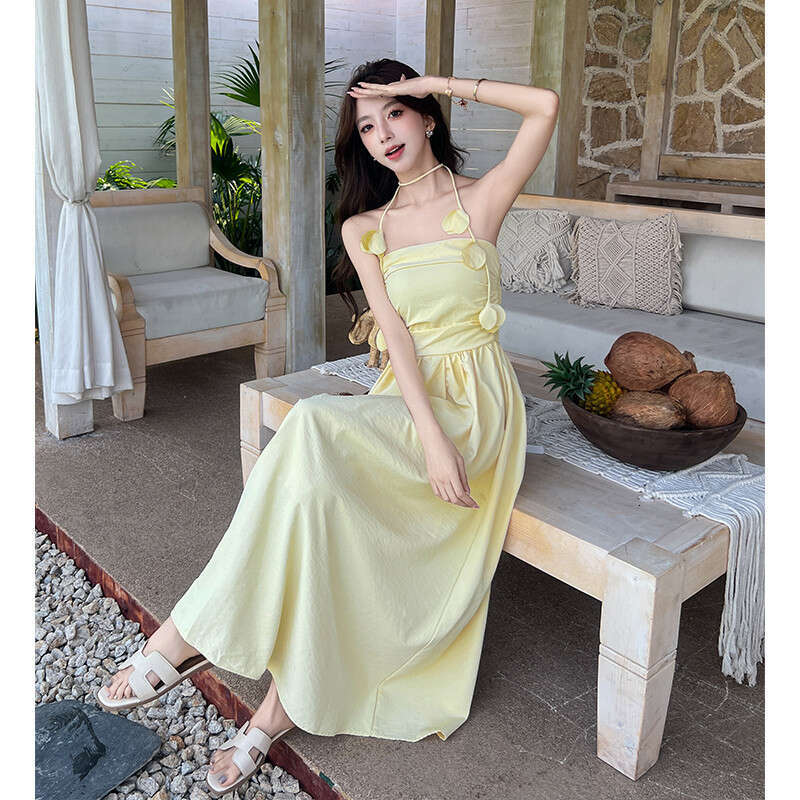 2026 A13 new designer French elegant waistband design slim fit niche long holiday style strapless dress