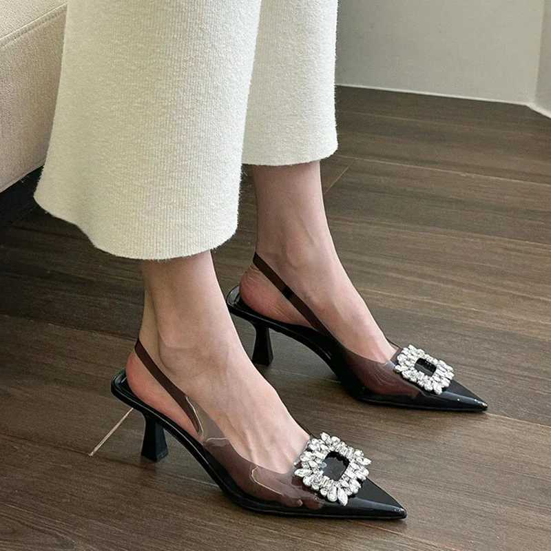 Designer Summer Women Sandals Fashion Elegant Pointed Toe Singbacks Shoes Ladies Outdoor High Heel Crystal Sandalias C260321