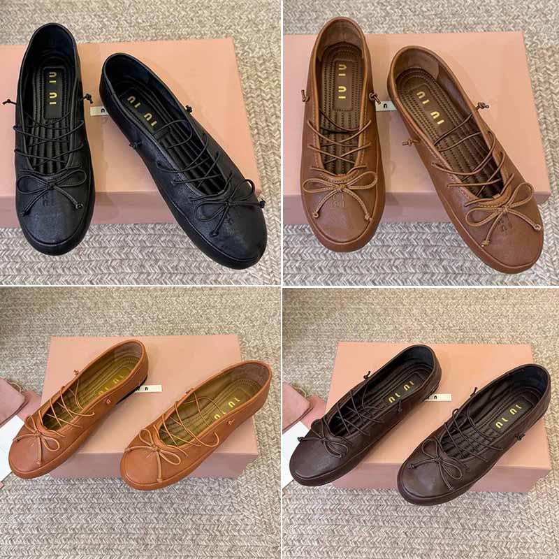 Womens Retro Oak Nappa leather ballerinas soft nappa leather ballet flat embroidered Upper Elasticized laces feminine casual banquet comfortable ballerina