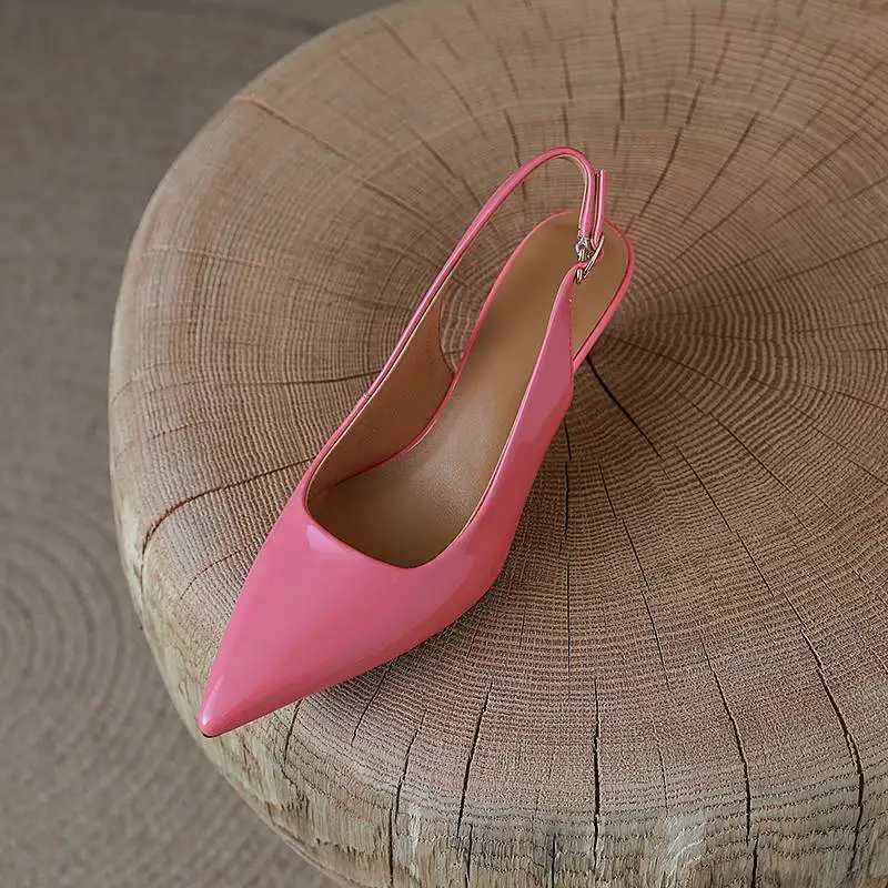 Krazing Pot Genuine Leather Snake Patterns Big Size 42 High Heels Pointed Toe Summer Shoes Slingback Straps Women Pumps C260321