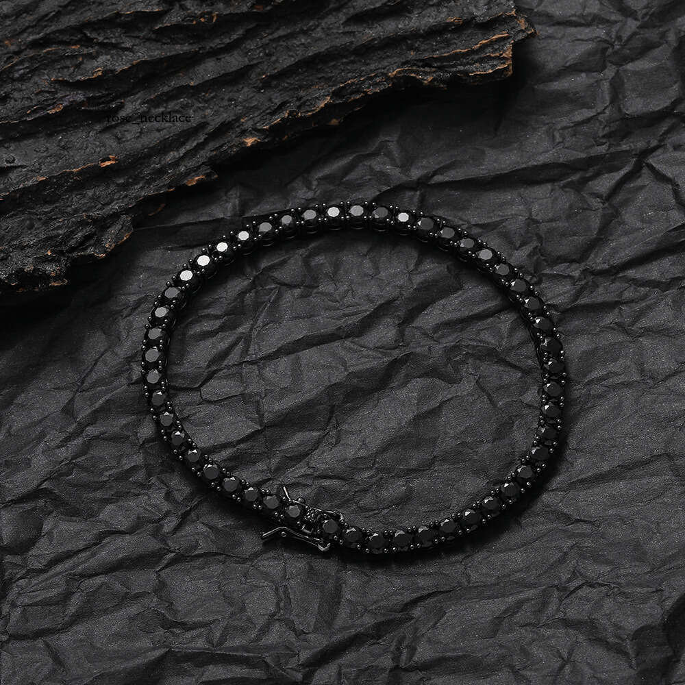 Jewelry Hip Hop Accessories Bracelet 3mm 4mm 5mm Silver Inlaid Moissanite Black Tennis Chain New Hot