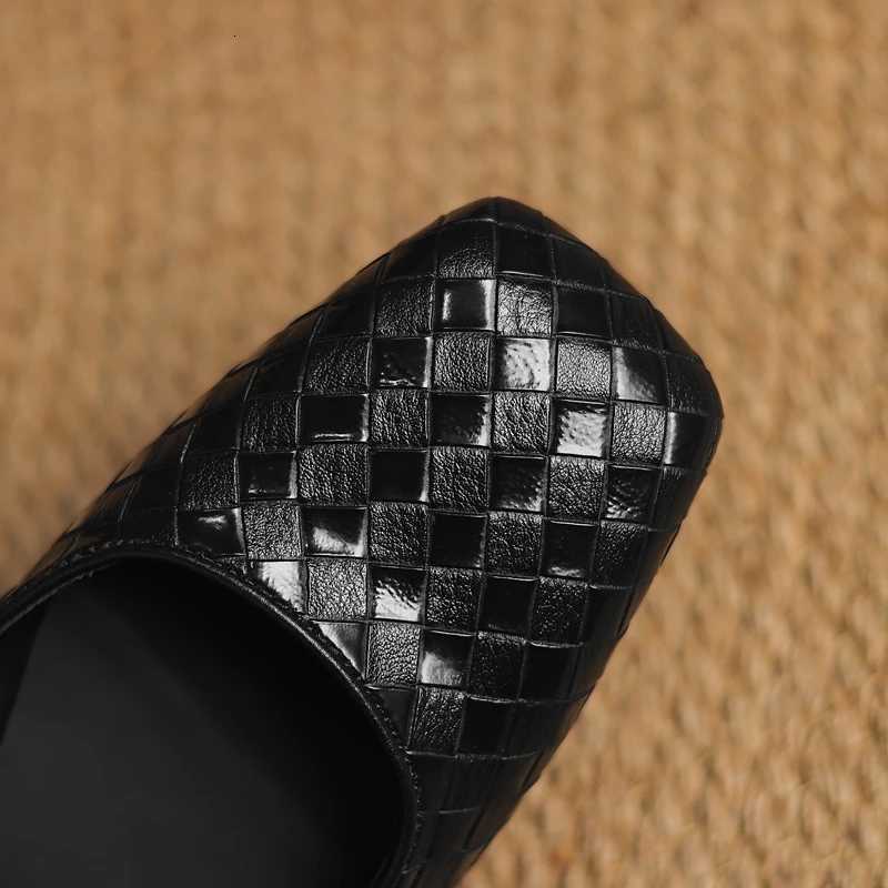 Womens new genuine leather printed cowhide square head metal elastic belt low heel plus size Mary Jane single shoe C260321