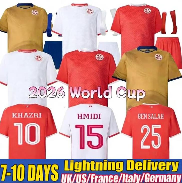 2025 Tunisia National Team Soccer Jerseys Africa Cup 2025 2026 ACHOURI HANNIBAL ABDI MASTOURI SASSI SKHIRI Home Red Away Third Football Shirt men kids kits Uniforms