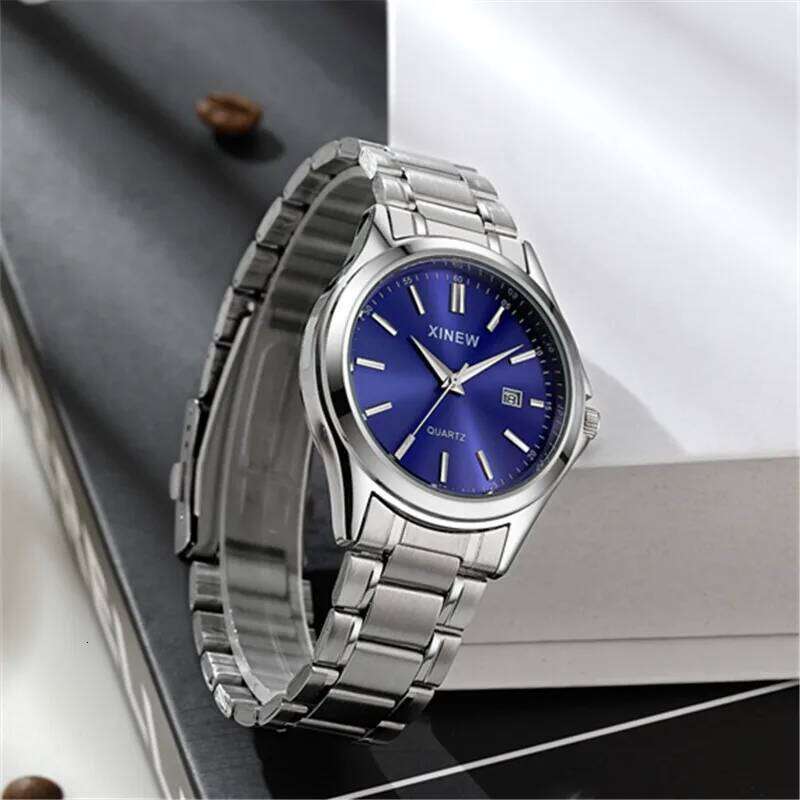 Montre Homme Men XINEW Brand Watches Silver Boys Fashion Casual Stainless Steel Band Date Quartz Watch Relogios Masculinos 2025