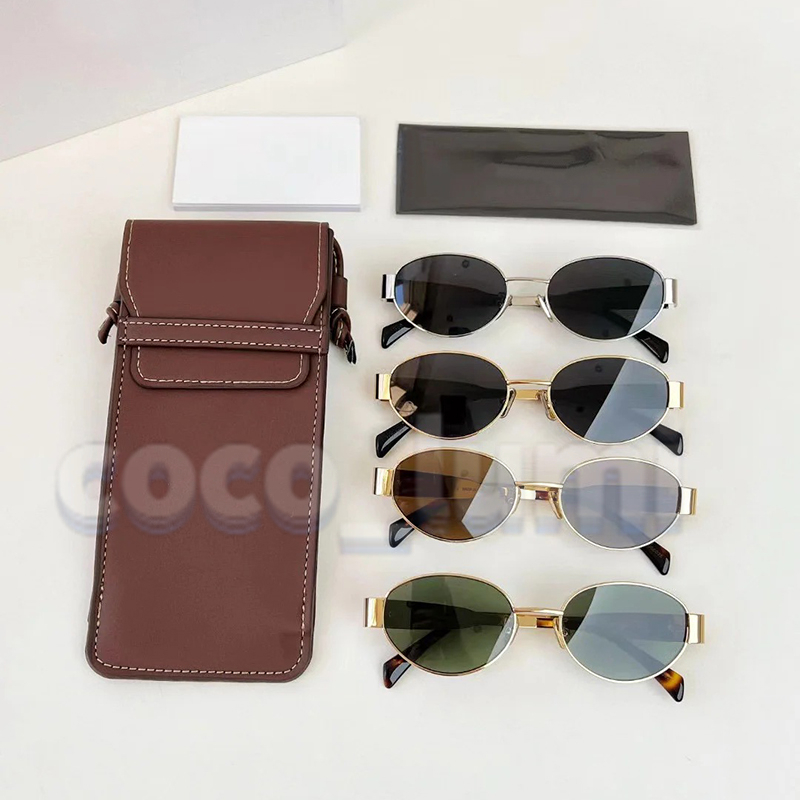 Sunglasses For Women Oval Frame Designer Sunglasses Women Vintage Metal Mirror Legs Green Lens Sunglasses Retro Small Round Frame Little Women Glasses With Box