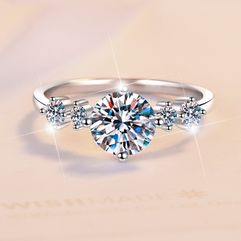 Luxury Jewelry Design Ring Women's Moissanite Ring S925 Sterling Silver Four-Prong Fashion Jewelry Cross-Border Supply