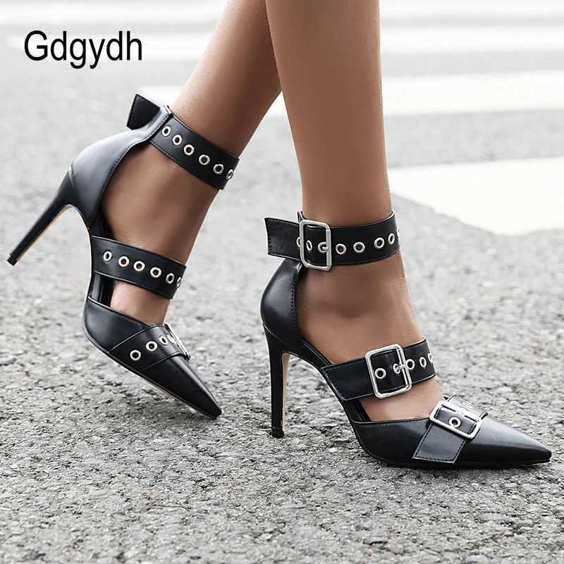 Gdgydh Black Punk Gothic High Heels Sexy Plus Size Pointed Toe Fashion Women Pumps Wedding Shoes Stiletto Heels New C260321