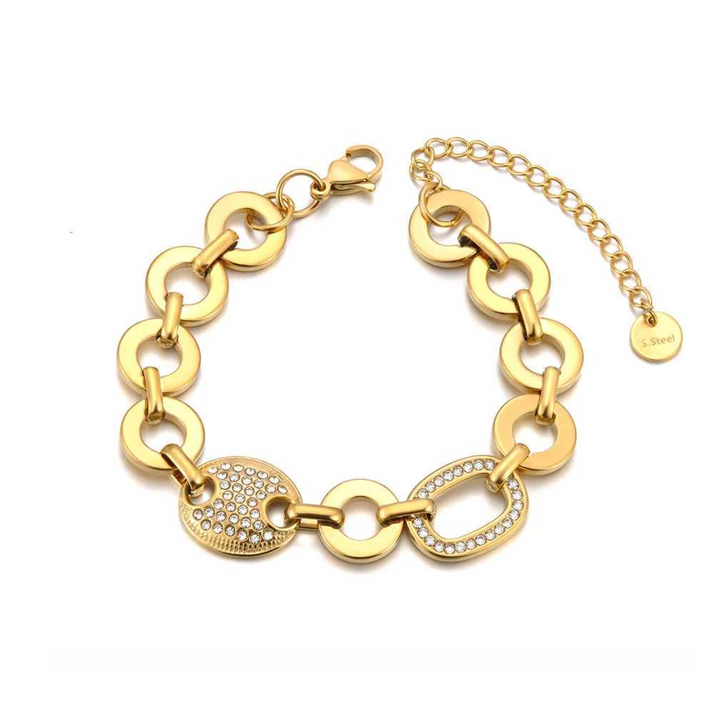 Lokaer Fashionable Stainless Steel Rhinestone Geometric Womens Simple Elegance Design Chain Waterproof Jewelry B25088 H260321 - view 3
