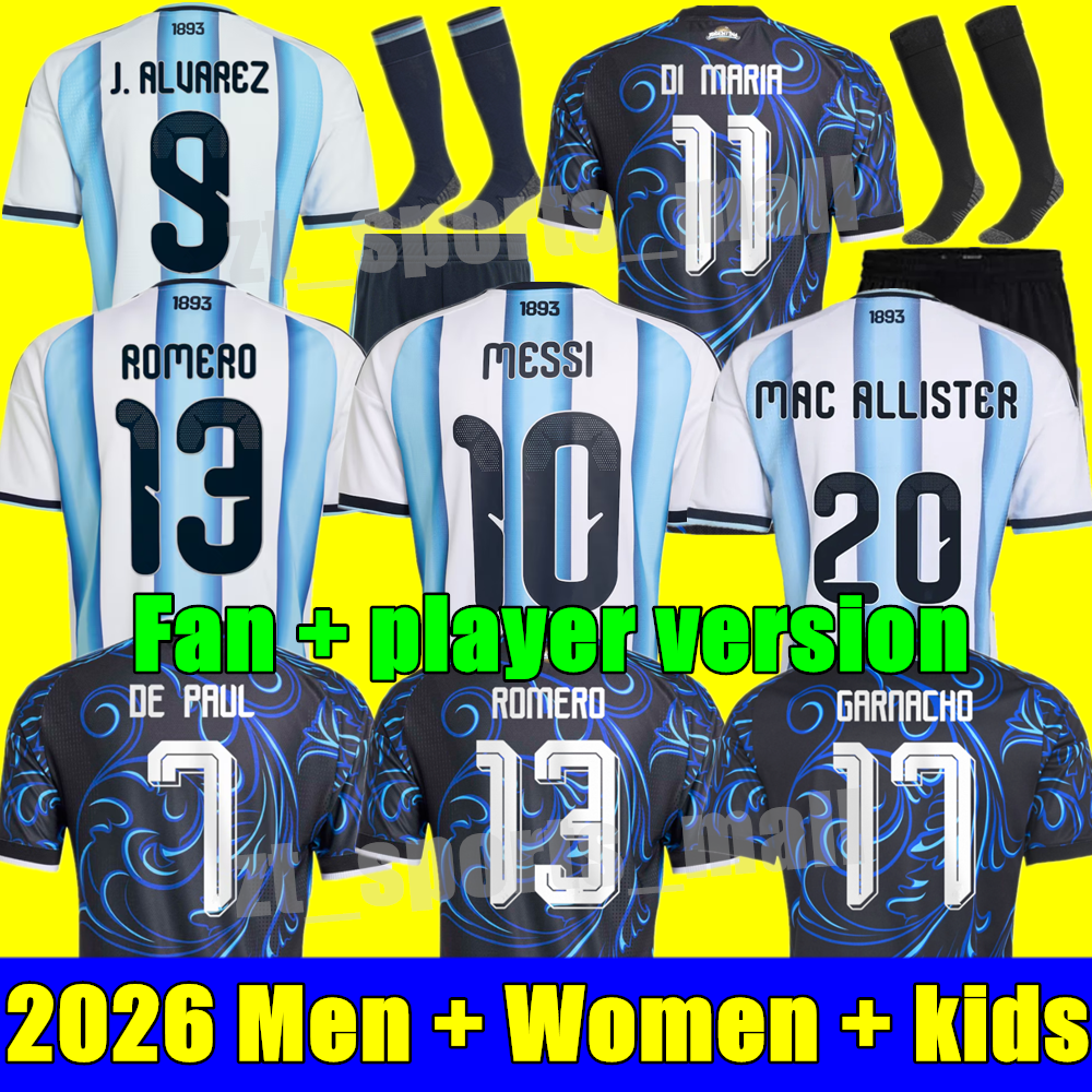 2026 Argentina World Cup MESSIS Soccer Jerseys 2025 2026 DE PAUL J.ALVAREZ DI MARIA Football Shirt OTAMENDI DYBALA L.MARTINEZ MAC PALACIOS PEZZELLA Kids Kit Uniform