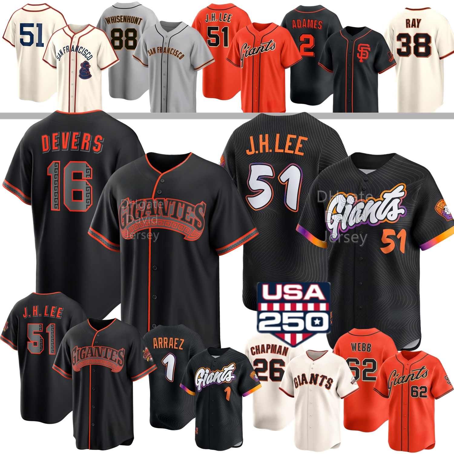 2026 San Francisco GiantsS Jersey J. H. Lee Rafael Devers Bryce Eldridge Matt Chapman Luis Arraez Logan Webb Willie Mays Barry Bonds Adames Whisenhunt Bader Cartaya
