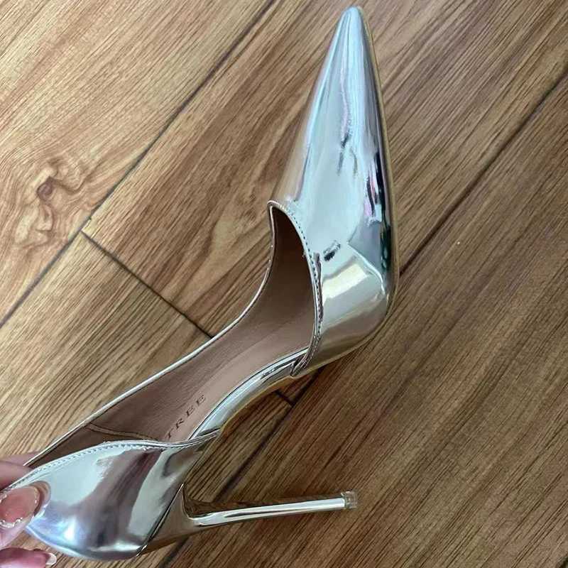 Women 105cm High Heels Pumps Lady Stripper Stiletto Metallic Leather Scarpins Wedding Heels Catwalk Party Silver Gold Shoes C260321
