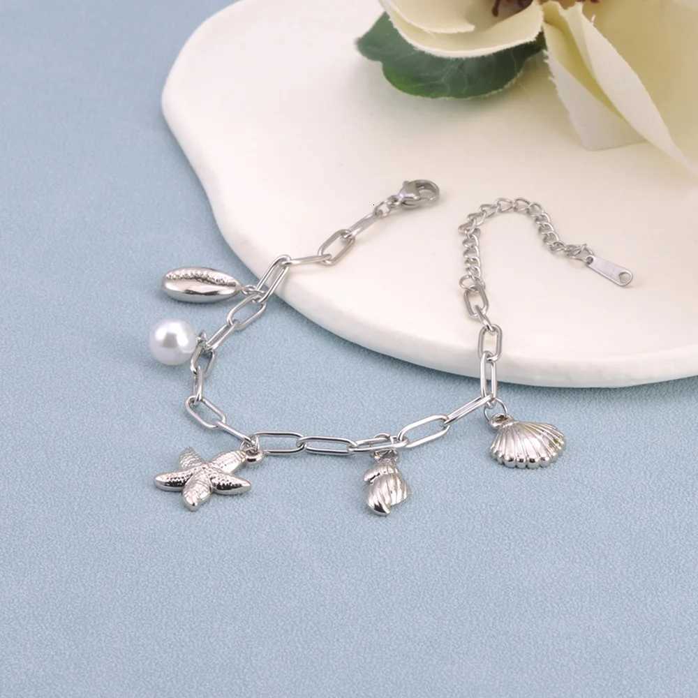 JeeMango Womens Gold Plated Sea Stainless Steel Conch Shell Starfish Charm Jewelry Waterproof Fashion Bangle B25060 H260321 - view 6
