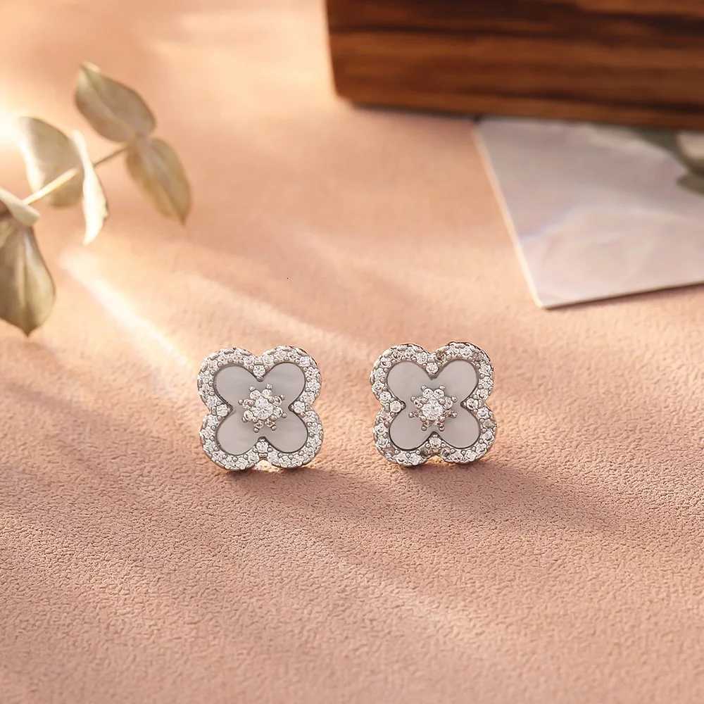 Fashion Zircon Shell Lucky Flower Earrings for Women Wedding Jewelry Accessories Gift 2025 H260321 - view 7