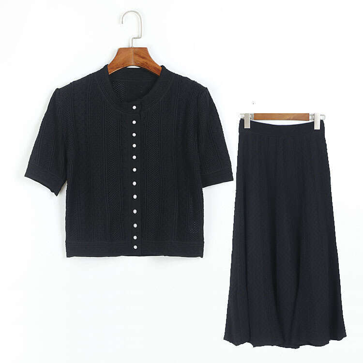 2026 A12 Spring New Designer French Fashion Mid Sleeve Knitted Cardigan Jacket+Skirt Set for Women