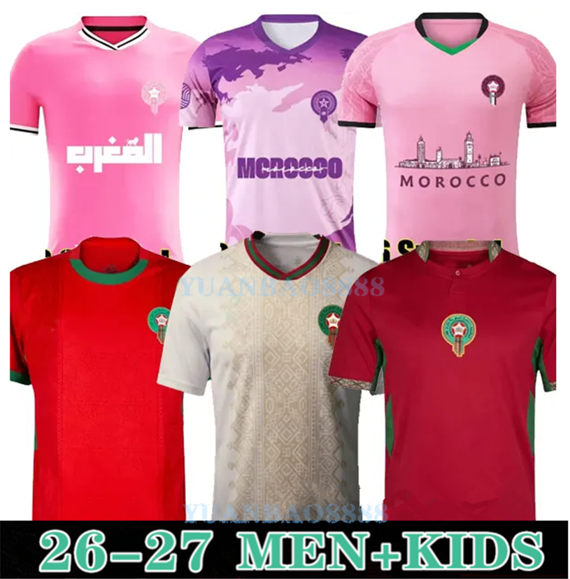 Morocco Soccer Jerseys 2026 MBOBA HAKIMI SAISS ZIYECH Y.EN-NESYRI Home Away 26 27 KHANNOUSS AGUERD Football Shirts Uniforms man kids 4XL