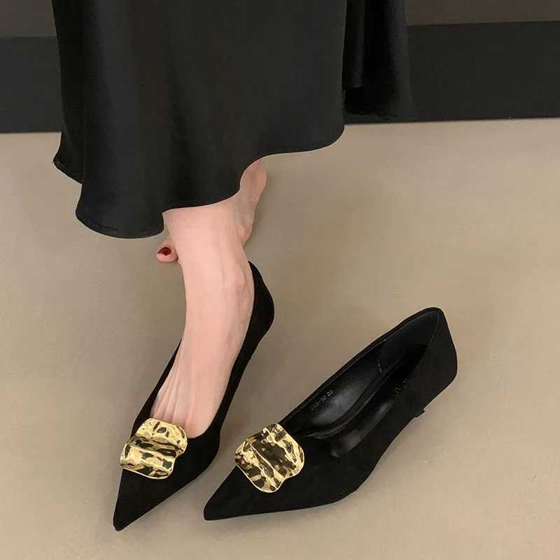 2025 New Pointed Toe Women Pumps Shoes Pointed Toe Shallow Slip On Boat Shoes Thin Low Heel Dress Pumps New Woman Shoes C260321