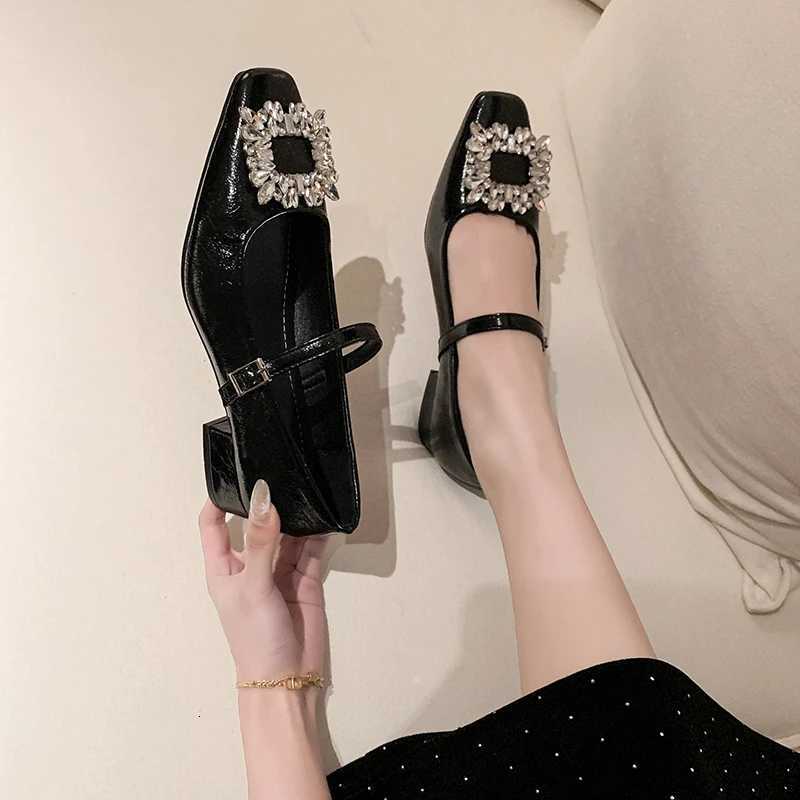 Spring 2025 Elegant Fashion Hot Seller High Heel Diamond Embellished Square Toe Womens Single Shoes Versatile C260321