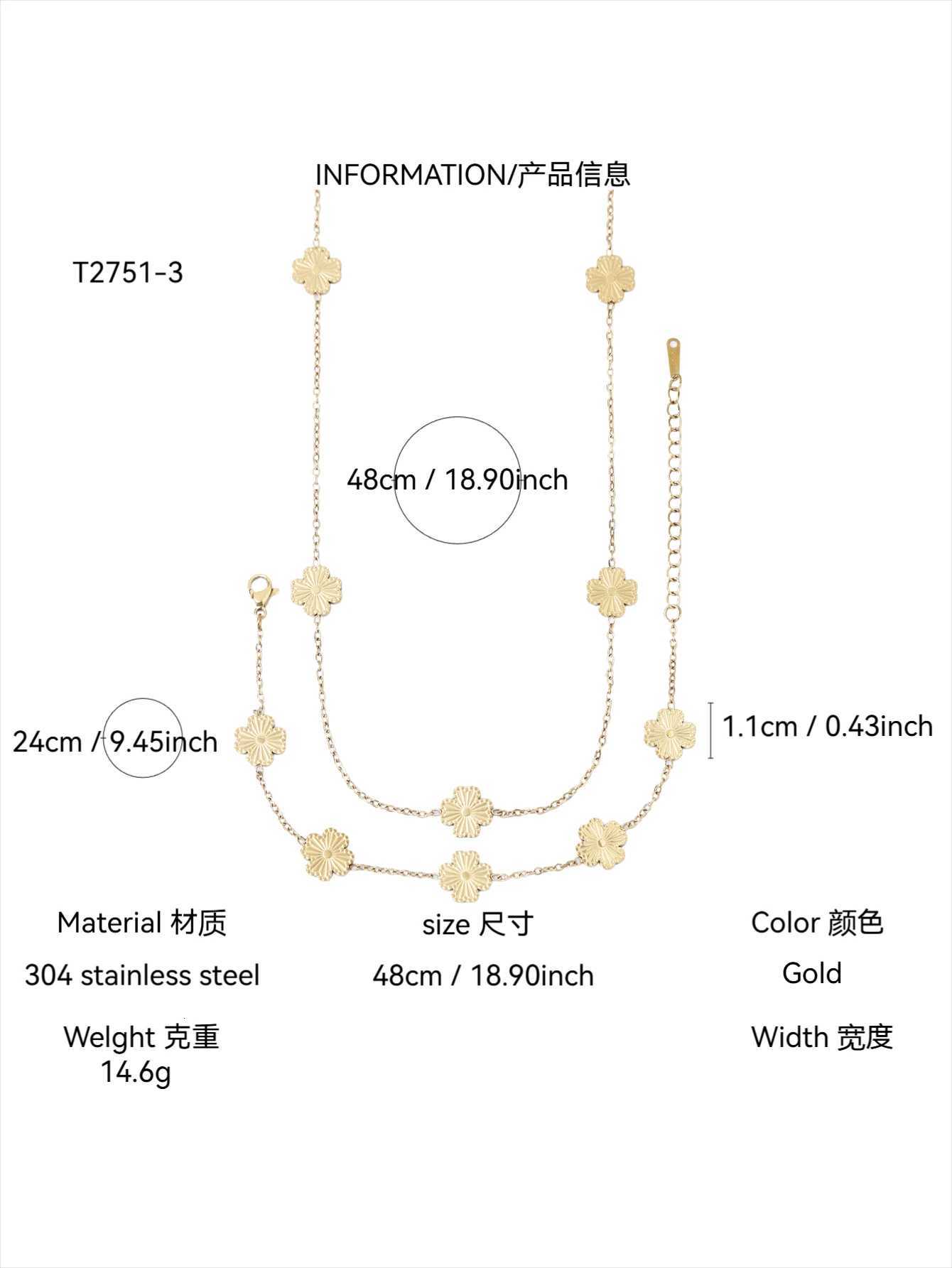 1Pcs Temperament Exquisite Senior Sense Charm Stainless Steel 18K Gold Plated Lucky Flower Necklace Female H260321 - view 7