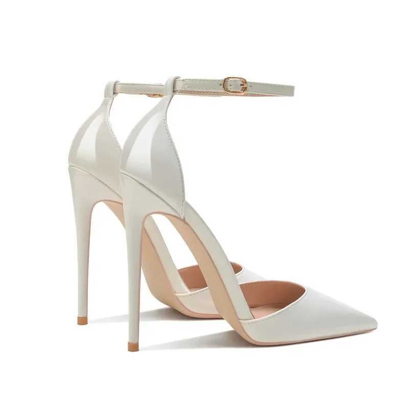 Patent Leather Women Ankle Strap Stiletto Pumps Pointed Toe Sexy High Heel Shoes 8cm 10cm 12cm Customize 33-46 Talon Femme C260321