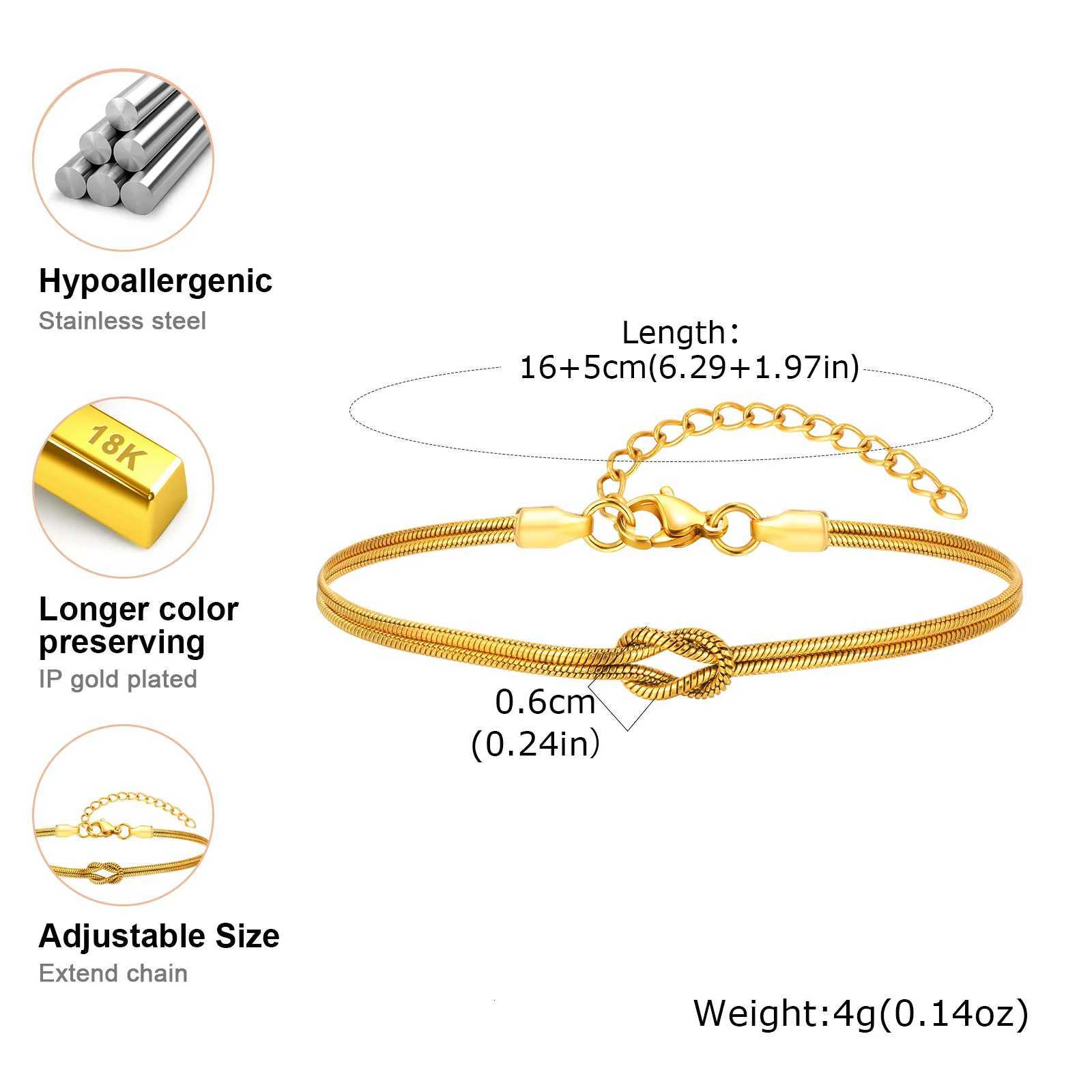 Stainless Steel Couple Jewelry Double Layer Knot for Women Men Snake Bone Chain Couple Valentines Day Gift H260321 - view 7