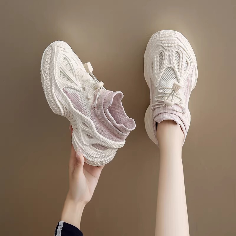 Rolnd Tiger 2026 Luxury Soft-soled Breathable Mesh Coconut Shoes For Women Autumn New Lightweight Versatile Casual Shoes, Thick-soled Sports Sock Shoe