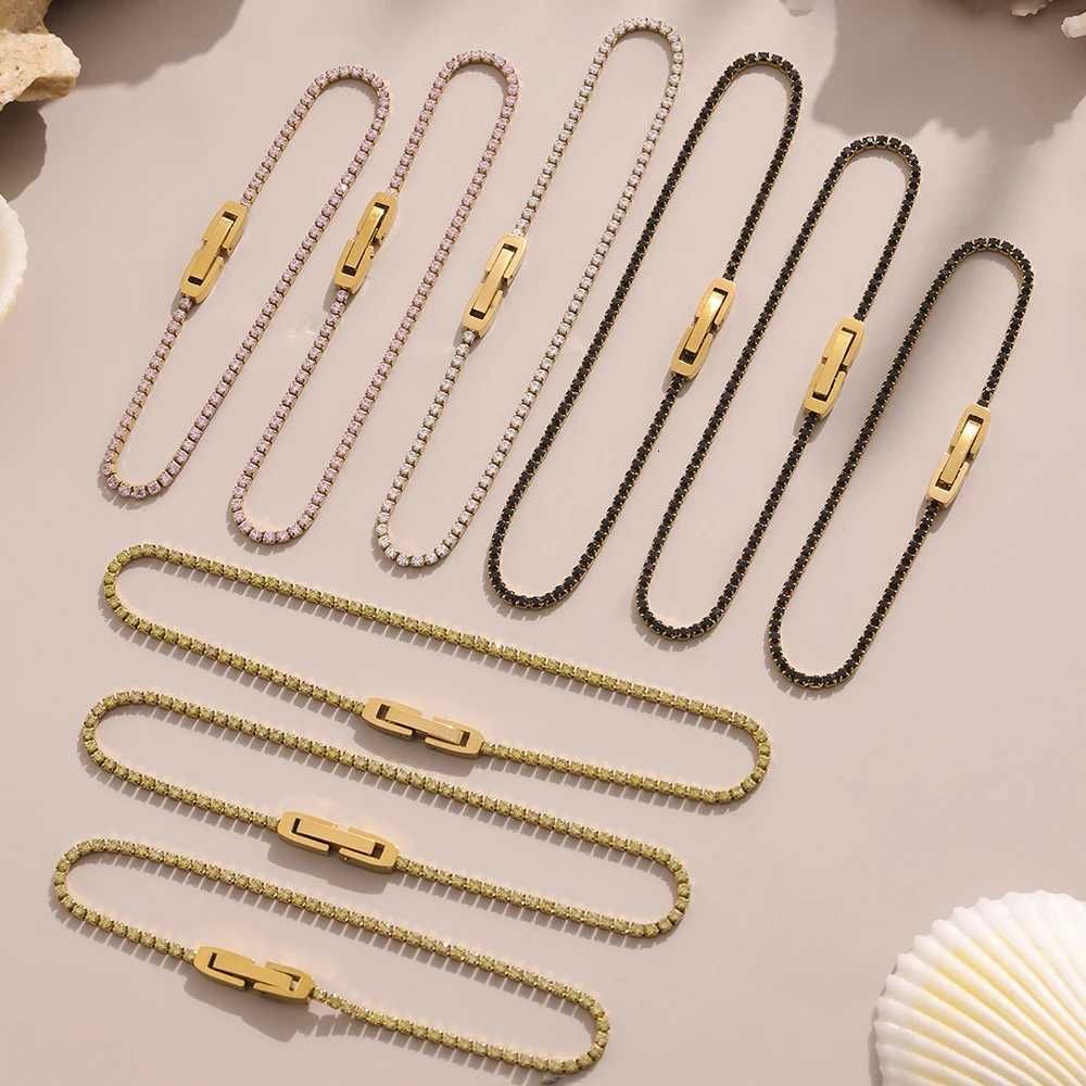 Liora Luxury Stainless Steel Full Multi-Color Zircon Tennis For Women Charm Wedding Engagement Thin Chain Wrist Jewelry H260321 - view 6
