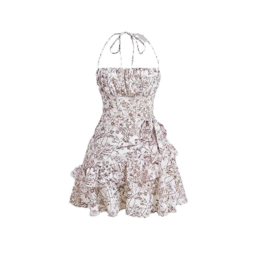 Designer European and American k30 Women's Flower Belt Cake Skirt Retro Multi Color Double Bottom Skirt 2026