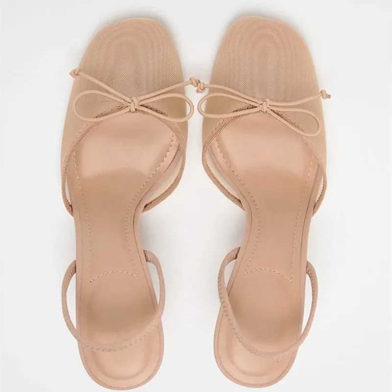 Summer New Mesh Breathable High Heels Sandals Women Elegant Party Dress Shoes Ladies Hollow Fashion Slingbacks Slippers Women C260321