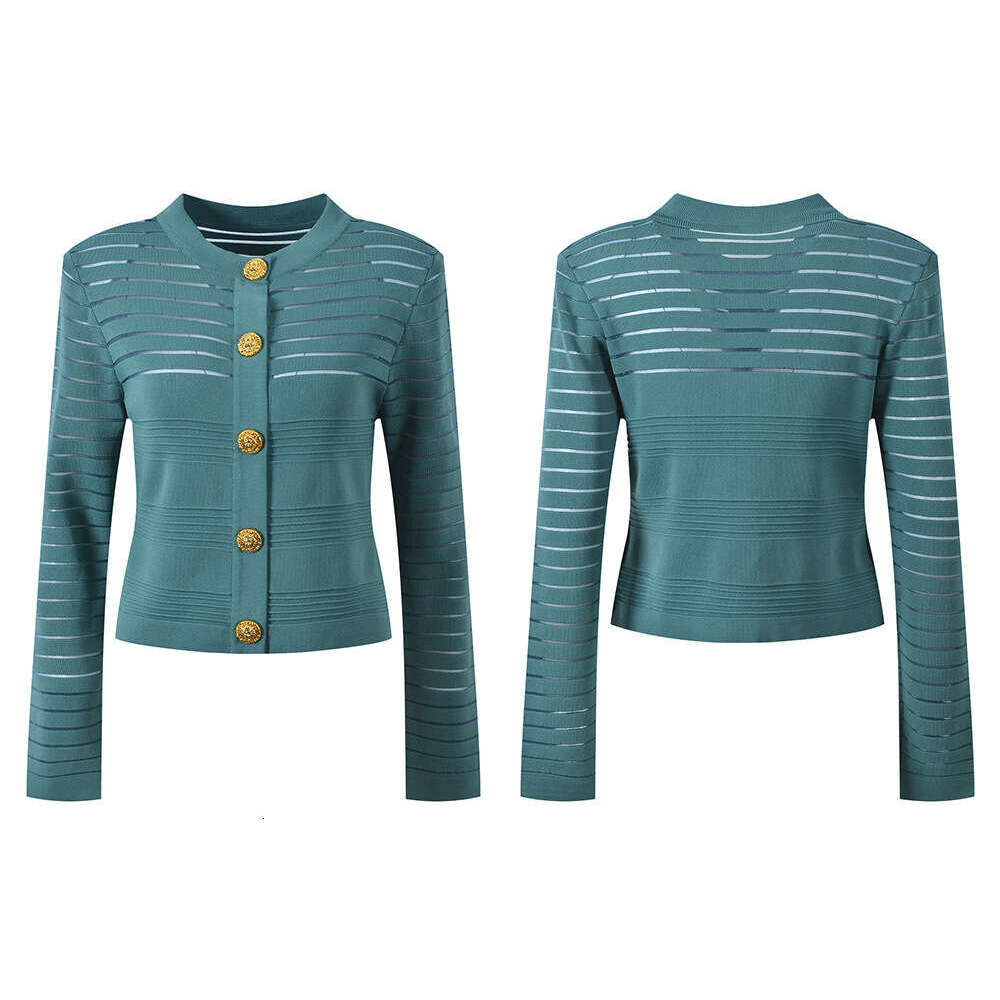 2026 Spring New Designer Elegant Metal Buckle Round Neck Knitted Cardigan S6 Coat Fashion Versatile Top