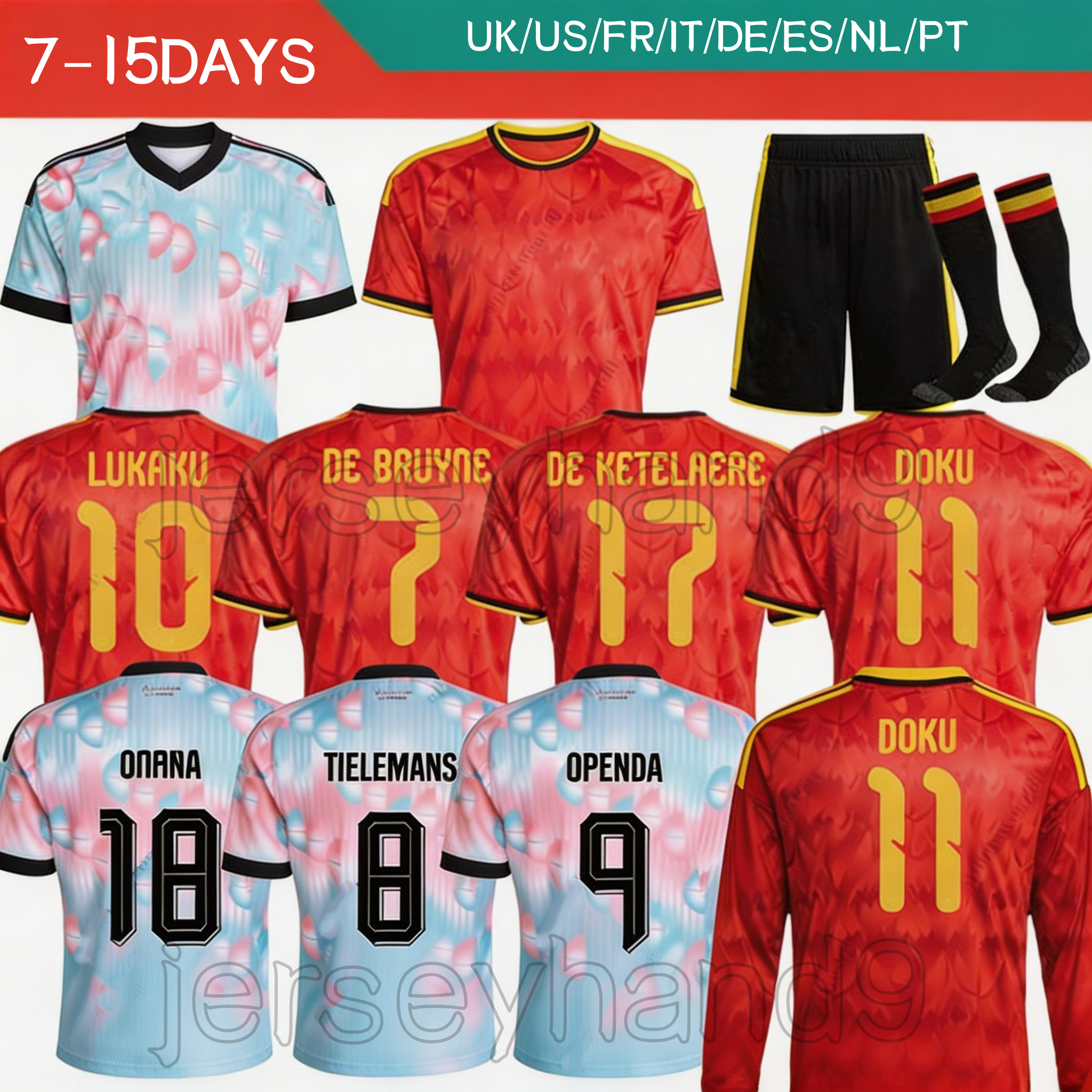 2026 Belgium World Cup soccer jerseys DE BRUYNE R LUKAKU E HAZARD 25 26 MERTENS BATSHUAYI TIELEMANS THAZARD Fans Player football shirt uniform Men Kids Kits