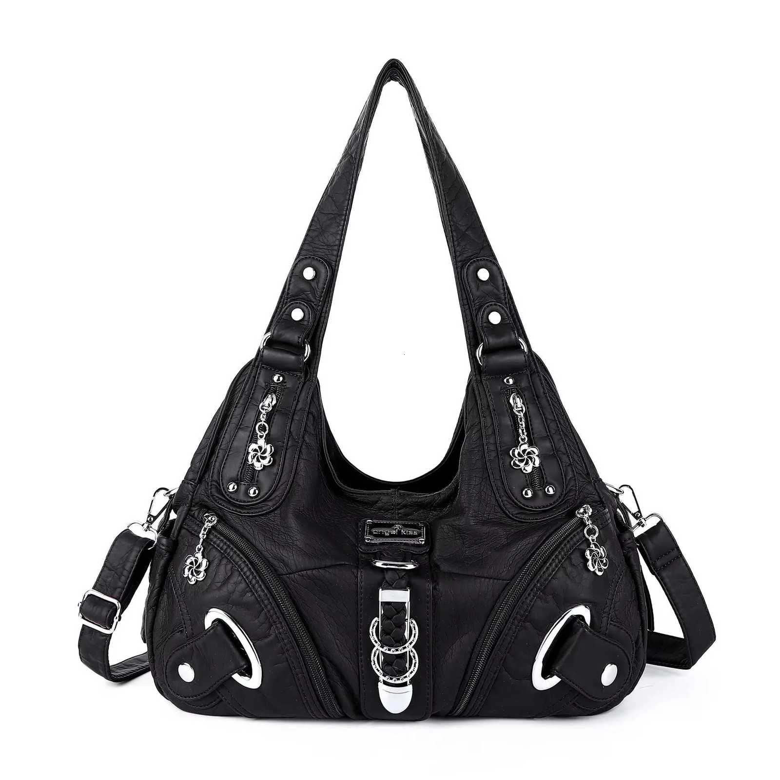 Angel kiss Women Handbags Fashion Shoulder Bag Large Black Tote Top-handle Shopping Pack Multiple Pockets Satchel Lady PurseZ260317 Z260321