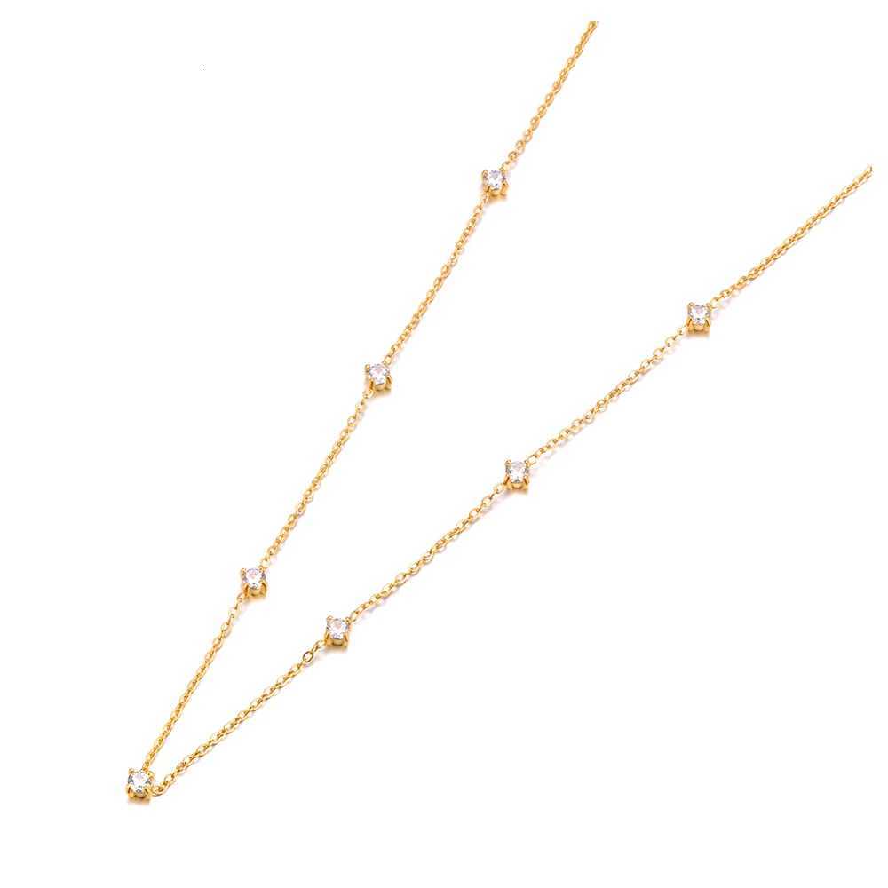 Lokaer Classic Small Dainty Cubic Zirconia Chain for Women 18K Gold Plated Stainless Steel Wedding Jewelry B24059 H260321 - view 3
