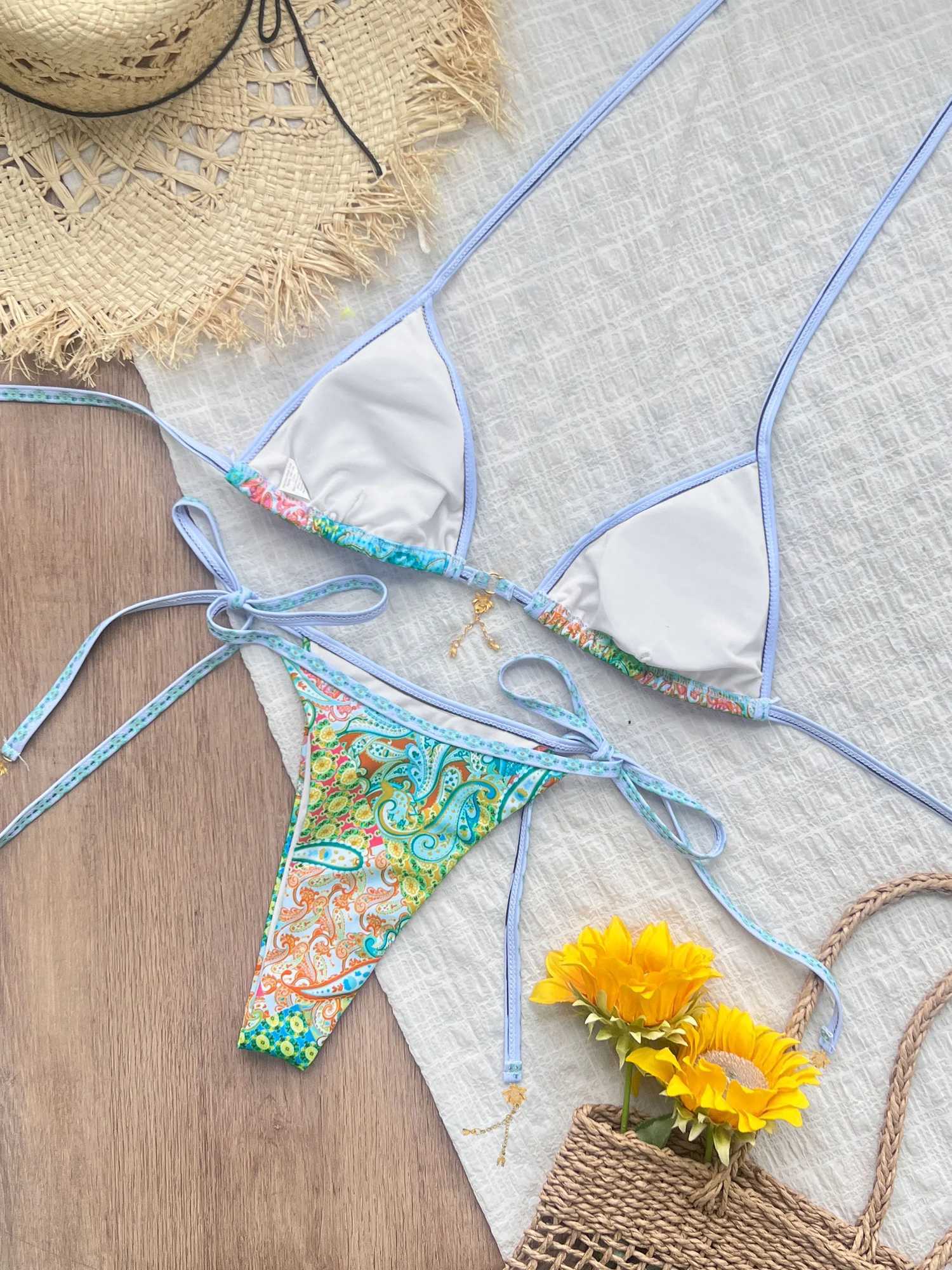 2025 Trend Trangle Stripped Micro Bikini Set Women Swimsuit Sexy Fashion Lady Biquini Swimwear Vacation Beachwear Female Clothes M260321