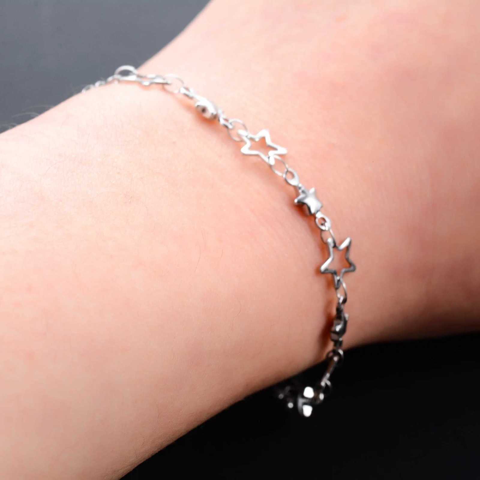 Cute Stainless Steel Link Star Chain for Women Hand Chain Wristband Silver and Gold Color Anklet Metal Jewelry Gift H260321 - view 6