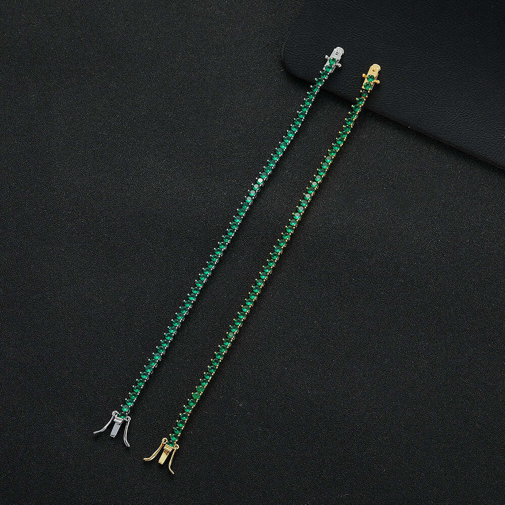 3mm 3-prong emerald tennis bracelet Jewelry jewelry Silver inlaid with Moissanite new green Moissanite bracelet - view 5