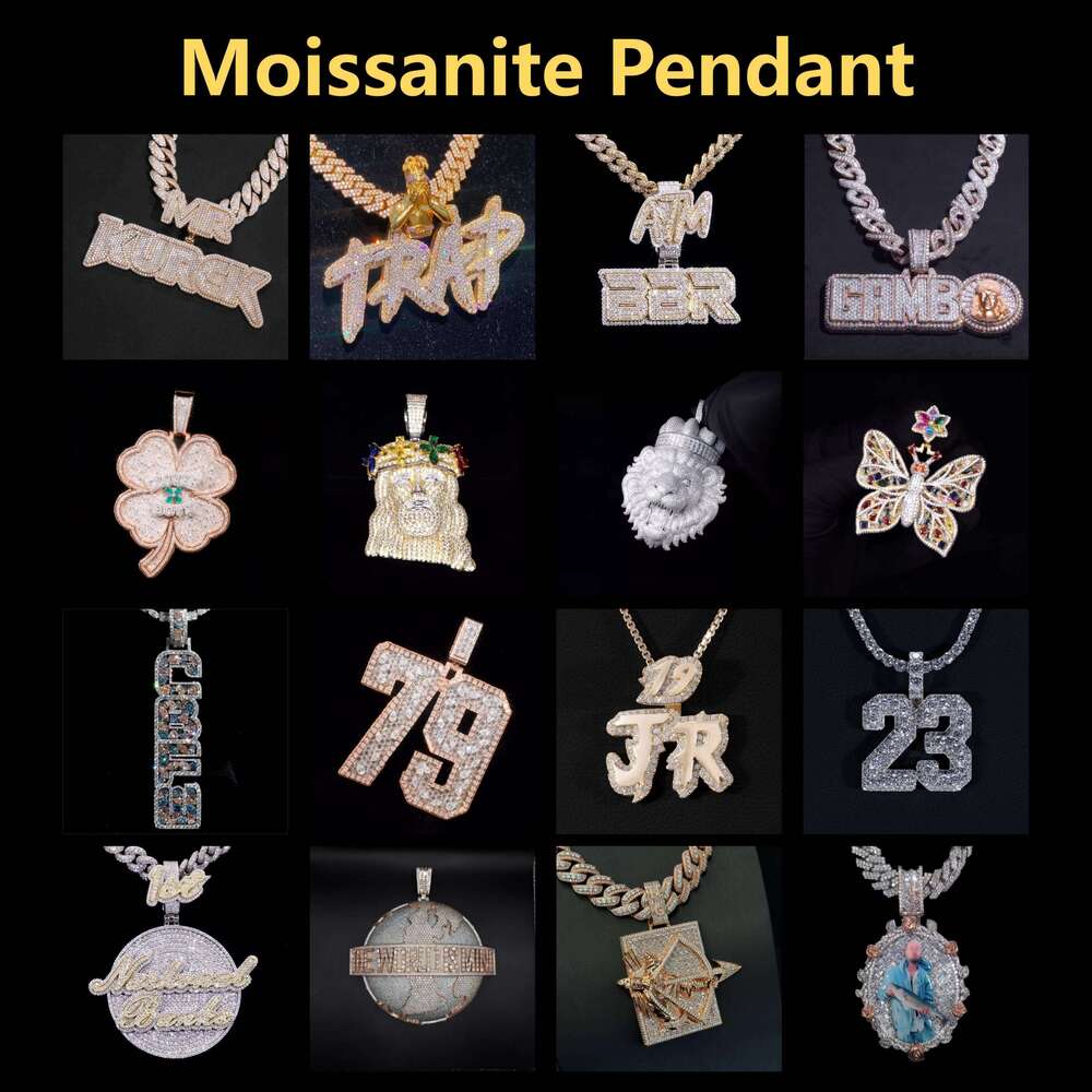 Iced Out Vvs Mossanite Two Tone 925 Silver 18K Gold Plated Name Letter Hiphop Custom Moissanite Pendant - view 6