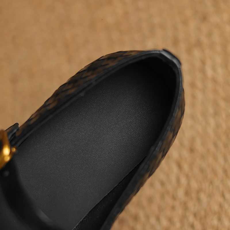 Womens new genuine leather printed cowhide square head metal elastic belt low heel plus size Mary Jane single shoe C260321