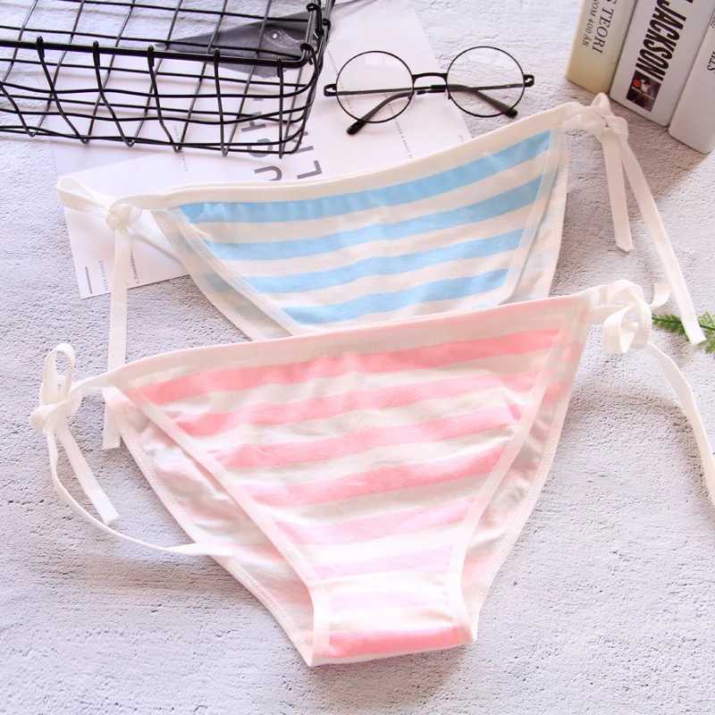 Japan Sexy Lingerie Lolita Kawaii Blue White Striped Mini Bikini Adult Cosplay Women Bra Underwear Set Swimsuit M260321