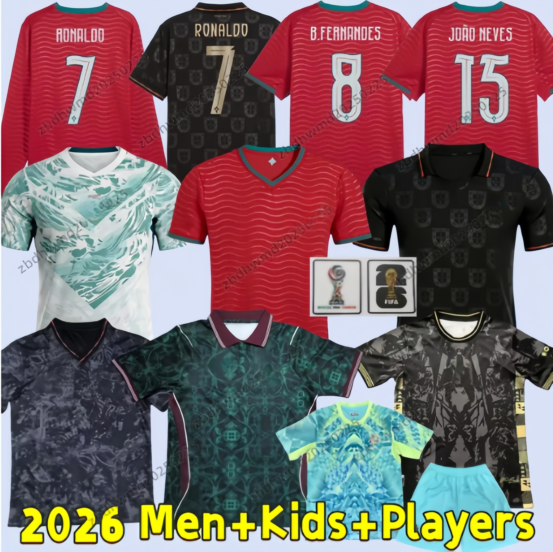 26 27portugal Soccer Jerseys ronaldo B.FERNANDES EUSEBI0 JOAO FeLIX MANE football shirts 2026 2027 Men kit Portugal Child Shirt Kits Player national team