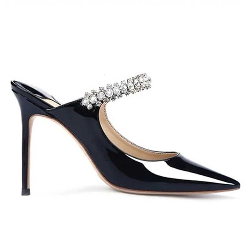 2026 new womens high heels pointed rhinestone chain patent leather fashion shoes C260321
