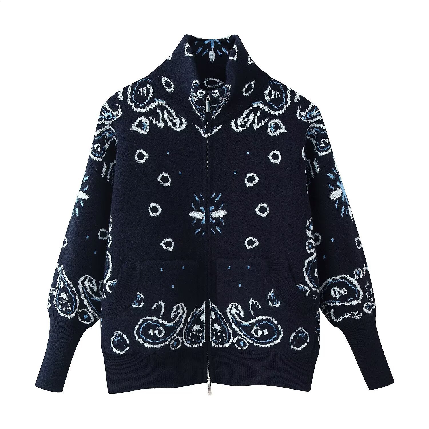 2026 Spring Womens Fashion TriColor Zipper Decorated Long Sleeve Cardigan Sweater w017 007 251223 - view 3