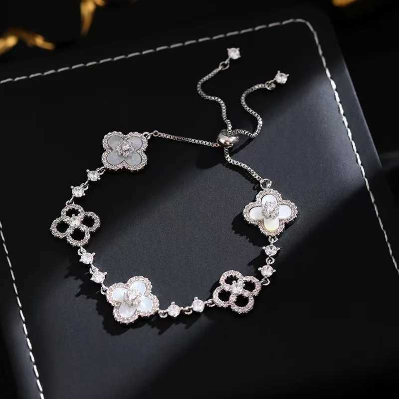 Shell Stone Crystal Flower Shaped Handmade Light Luxury Cherry Blossom Pink Imitation Beinu Lucky Hand Chain H260321 - view 7