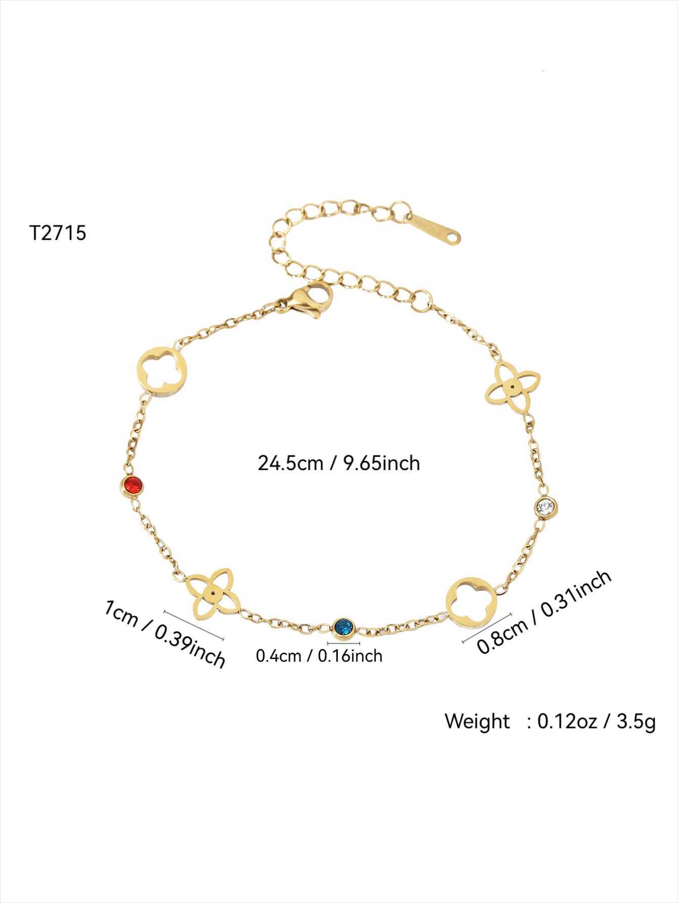 Trendy Personalised Light Luxury Ins Style Stainless Steel 18K Gold Plated Coloured Diamond Flower For Women H260321 - view 7