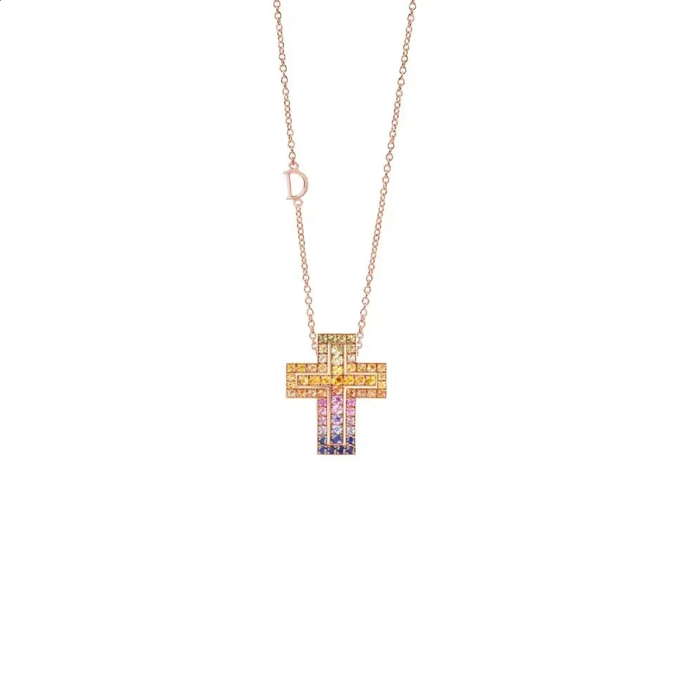Double Layer Cross Necklace 925 Sterling Silver Full Pave Lab-Grown Diamonds Pendant For Women Fine Jewelry Wedding Party 260311 - view 5